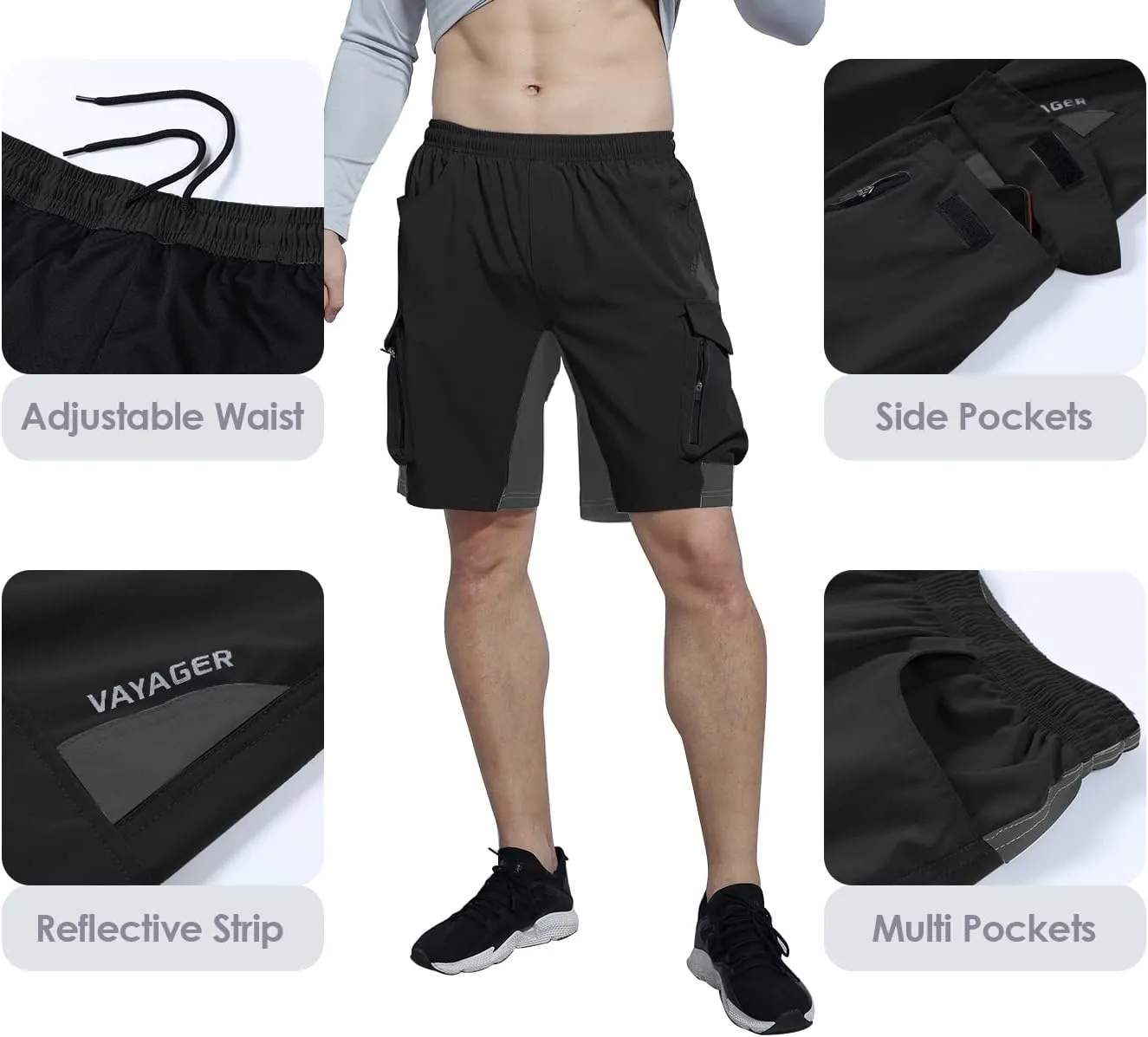 VAYAGER Men's Hiking Cargo Shorts Lightweight Multi Pocket Casual Outdoor Travel Shorts for Fishing Camping