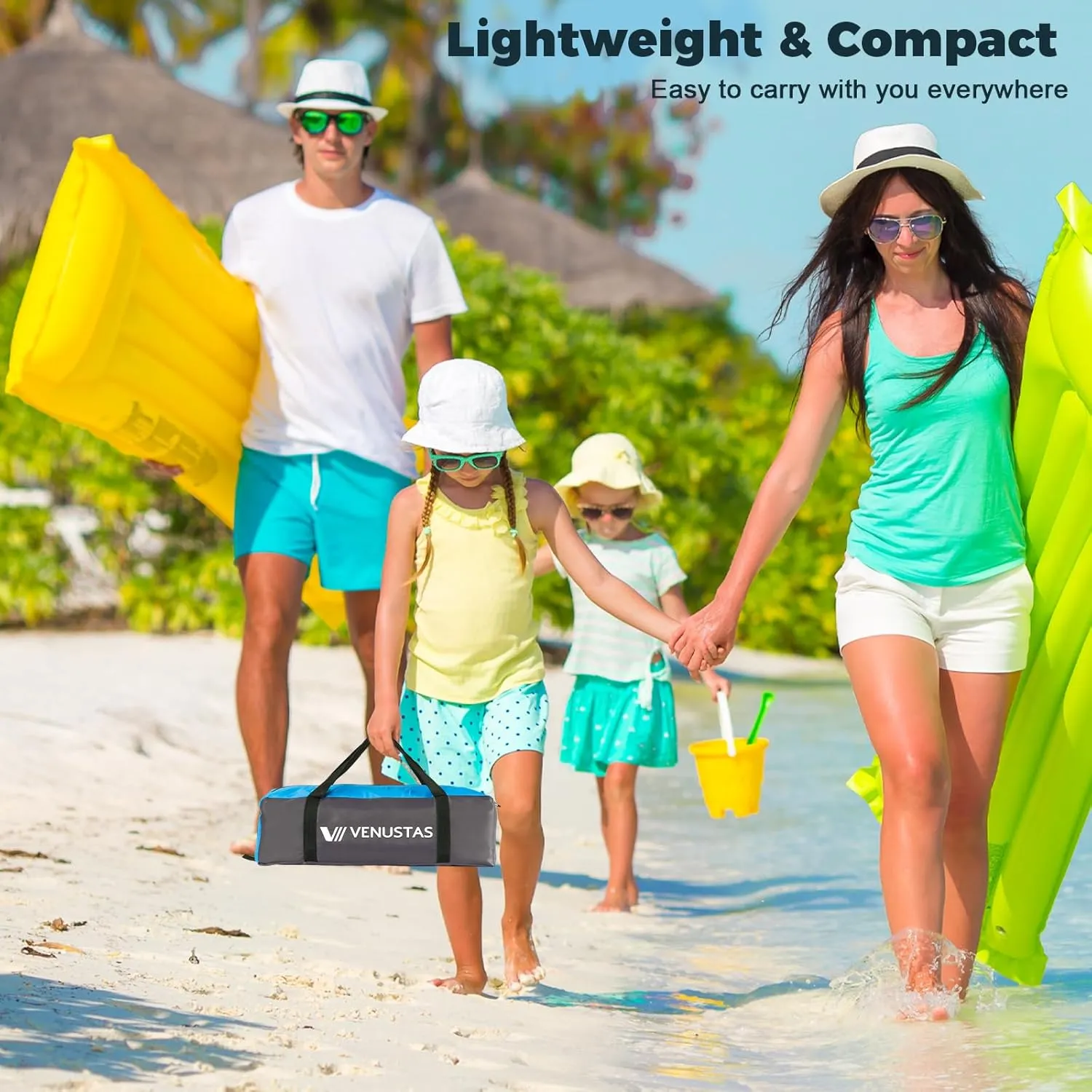 Venustas Beach Tent Sun Shelter for 3-10 Person, UPF 50  UV Protection Canopy, Lightweight and Easy Setup Cabana, Portable Beach Shade