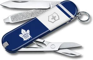 Victorinox Classic SD Swiss Army Knife – Compact 7 Function Swiss Made Pocket Knife with Small Blade, Screwdriver and Key Ring – Toronto Maple Leafs