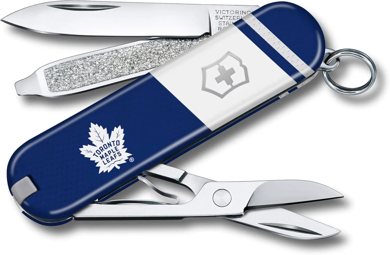 Victorinox Classic SD Swiss Army Knife – Compact 7 Function Swiss Made Pocket Knife with Small Blade, Screwdriver and Key Ring – Toronto Maple Leafs