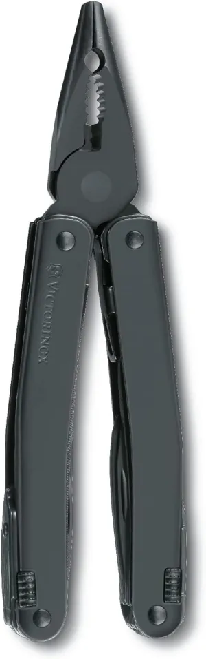 Victorinox Spirit XBS with Nylon Belt Pouch Swiss Army Knife, 25 Functions, Swiss Made Multi-Tool with Crate Opener, Chisel and Screwdriver - Spirit X Black Nylon Pouch - Black
