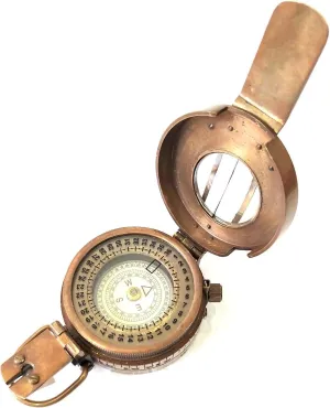 Vintage Brass Nautical Compass, Military Style, 3 Inch Handmade Maritime Navigation Tool