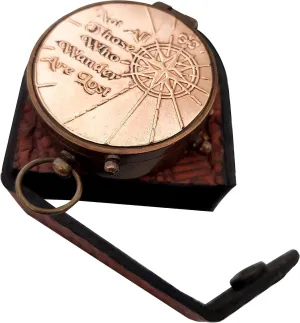 Vintage Brass Nautical Compass with Leather Case, Antique Pocket Design, Decorative Gift by Royal Replica