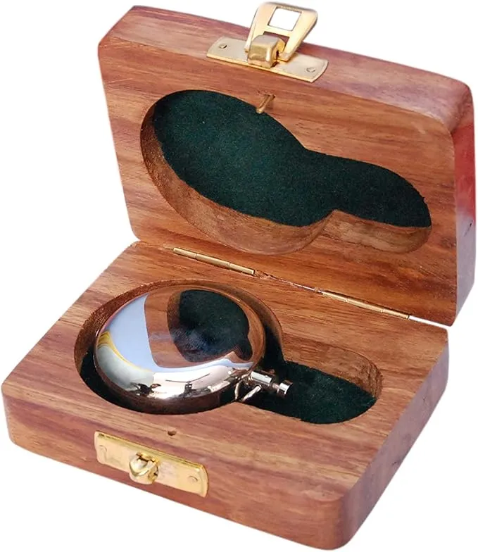 Vintage Brass Sundial Compass with Leather Case - Antique Brass & Copper Sun Clock for Camping, Hiking, Touring - Engraved Gift for Him - Nautical Ship Replica Watch - Sundial Clock in Box