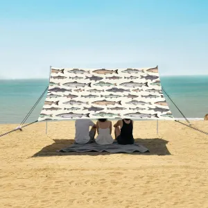 Vintage Hand Drawn Fishes Beach Camping Tent Sun Shelter for Whole Family, Beach Shade Canopy with UPF50  UV Protection,Easy Set Up and Carry,Outdoor Shade for Trips, Fishing, Backyard Fun Picn