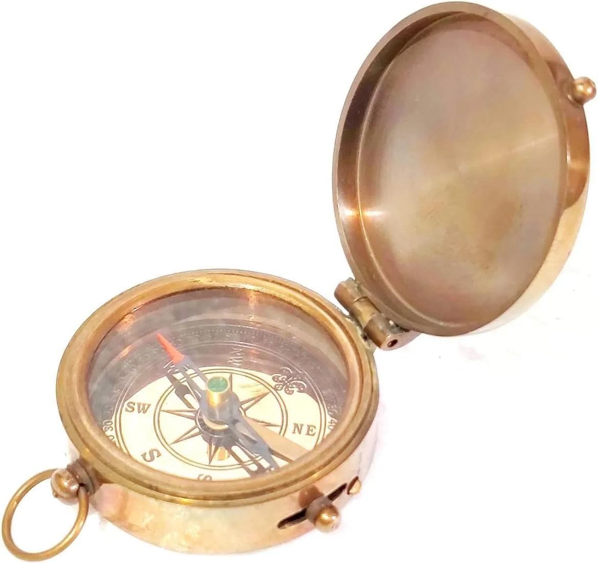 Vintage Style Brass Pocket Compass, 2 inch, Antique Brown Finish