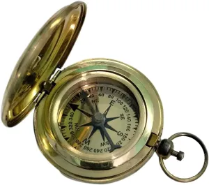 Vintage Style Brass Pocket Compass, Flip-Open Case, Antique Navigation Tool