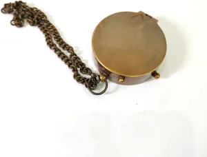 Vintage Style Bronze Compass with Chain, Working Navigation Tool, Grandson Gift