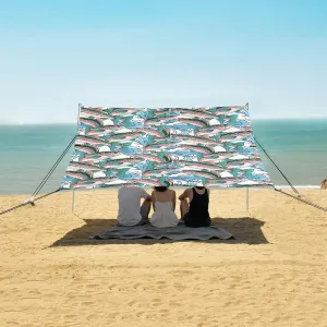 Vintage Trout Fish Waves Beach Camping Tent Sun Shelter for Whole Family, Beach Shade Canopy with UPF50  UV Protection,Easy Set Up and Carry,Outdoor Shade for Trips, Fishing, Backyard Fun Picni