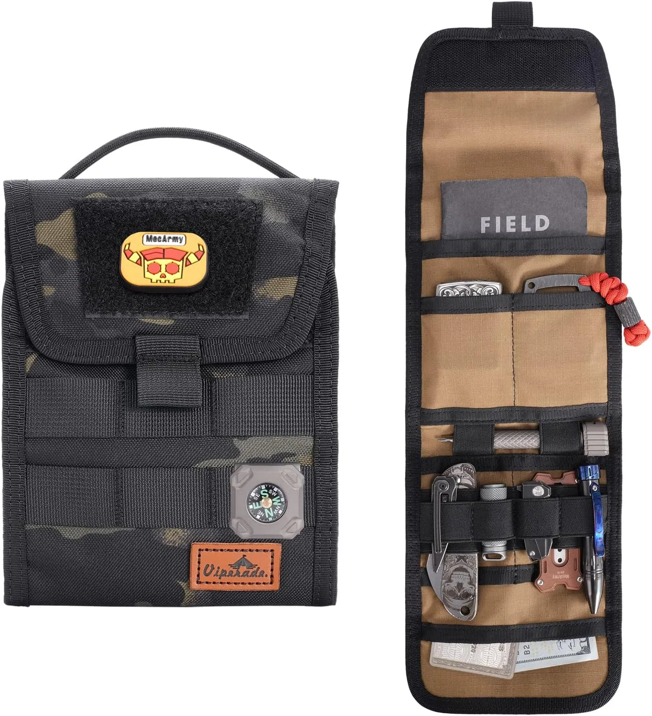 VIPERADE VE12 Folding EDC Organizer Pouch, Molle Tool Bag, Trifold Tool Pouch, Utility EDC Pocket Organizer for Outdoor and Daily Used