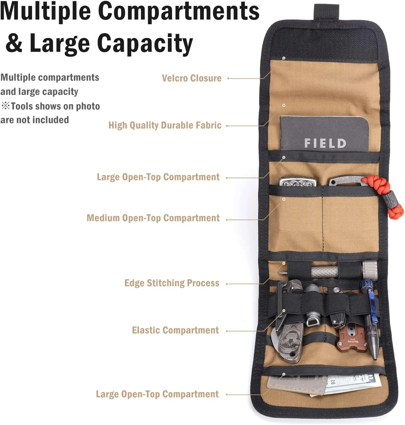 VIPERADE VE12 Folding EDC Organizer Pouch, Molle Tool Bag, Trifold Tool Pouch, Utility EDC Pocket Organizer for Outdoor and Daily Used