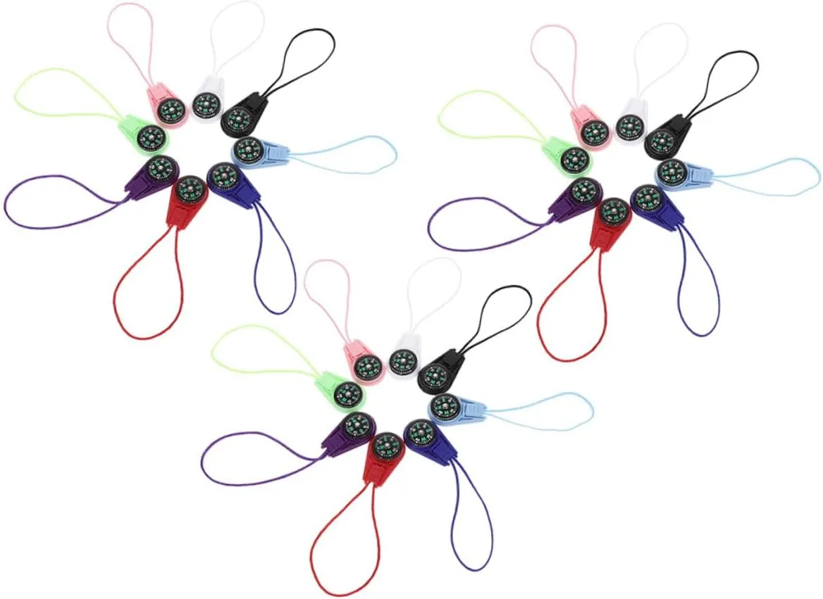 VOSAREA Outdoor Accessories 30pcs Mini Compass Lanyard Hiking Compass for Camping