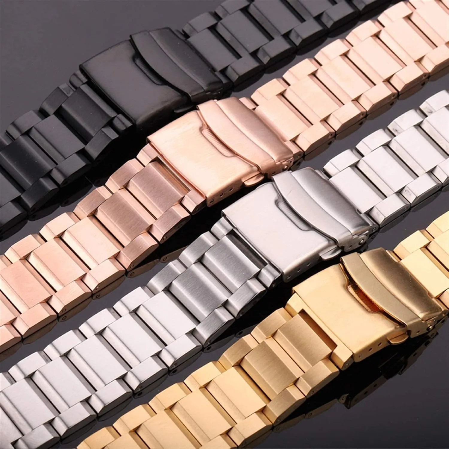watch band 18mm 20mm 22mm 24mm stainless steel strap blue black gold accessories