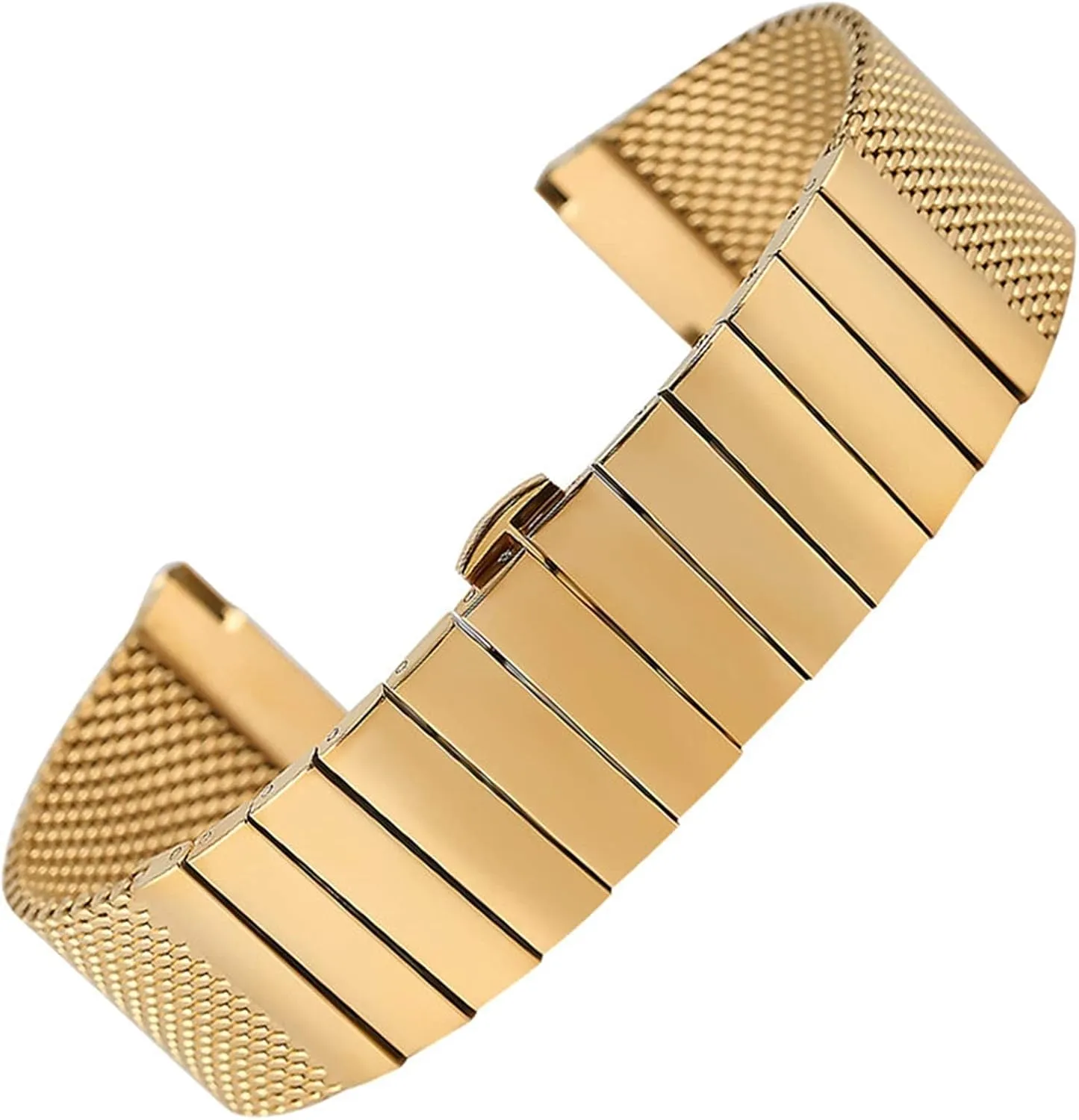 Watch Strap, 18mm 20mm 22mm 24mm Stainless Steel Steel Band mesh Watch Band Replacement Strap Butterfly Buckle Watch Band (20mm Gold)