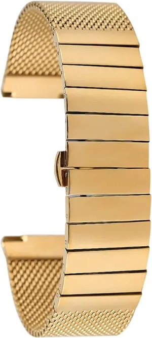 Watch Strap, 18mm 20mm 22mm 24mm Stainless Steel Steel Band mesh Watch Band Replacement Strap Butterfly Buckle Watch Band (20mm Gold)
