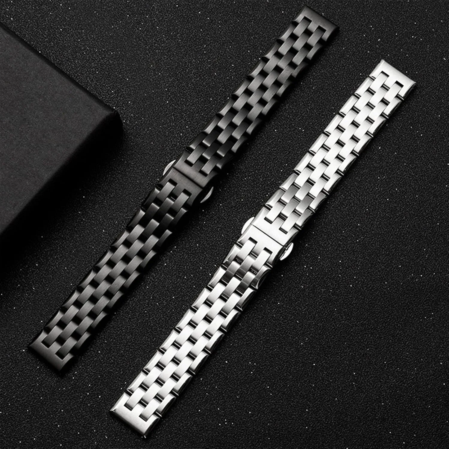 Watch Strap 18MM 20MM 22MM Wide Stainless Steel Strap Flat Interface Butterfly Buckle Strap Watch Accessories