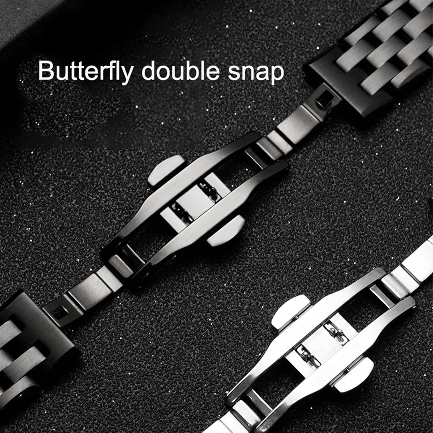 Watch Strap 18MM 20MM 22MM Wide Stainless Steel Strap Flat Interface Butterfly Buckle Strap Watch Accessories