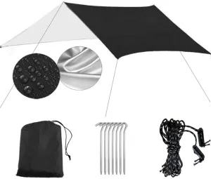 Waterproof Camping Tarp,Lightweight Hammock Rain Fly Sunshade,Compact Tent Backpacking Tarp for Camping,Hiking and Outdoor Activities (Color : Black, Size : 300 * 300CM)