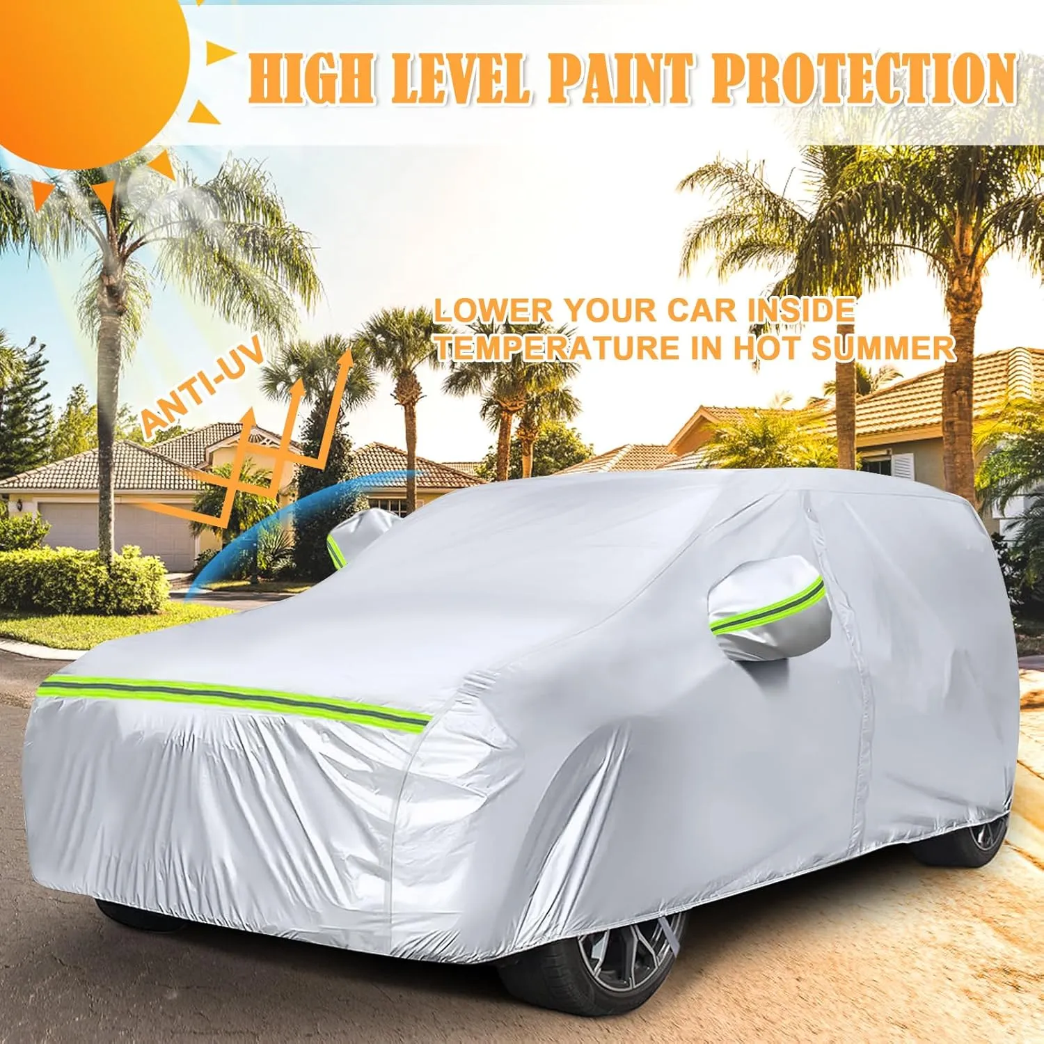 Waterproof Car Covers Replace for 2007-2025 Jeep Compass, 6 Layers Silver All Weather Custom-fit Car Cover with Zipper Door & Windproof Bands for Snow Rain Dust Hail Protection