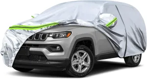 Waterproof Car Covers Replace for 2007-2025 Jeep Compass, 6 Layers Silver All Weather Custom-fit Car Cover with Zipper Door & Windproof Bands for Snow Rain Dust Hail Protection