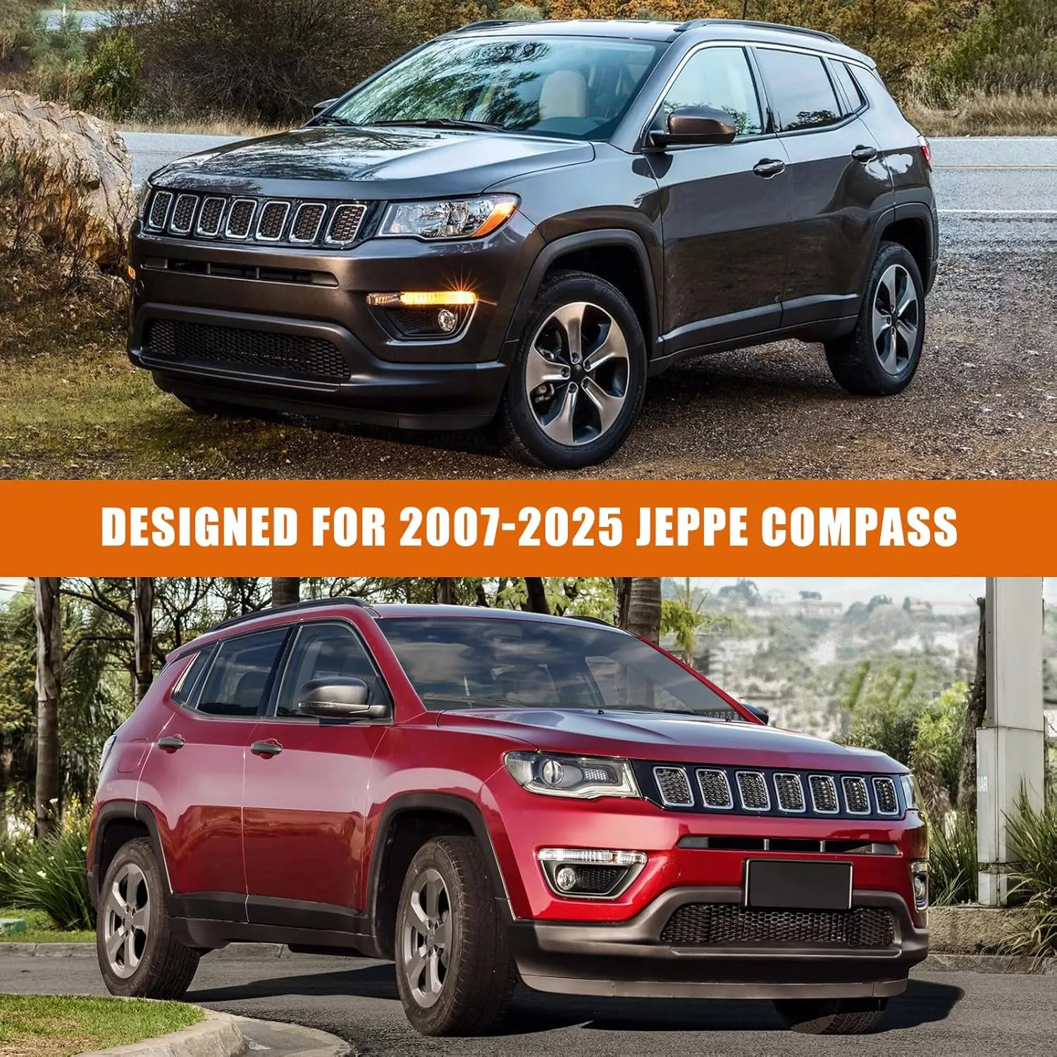 Waterproof Car Covers Replace for 2007-2025 Jeep Compass, 6 Layers Silver All Weather Custom-fit Car Cover with Zipper Door & Windproof Bands for Snow Rain Dust Hail Protection