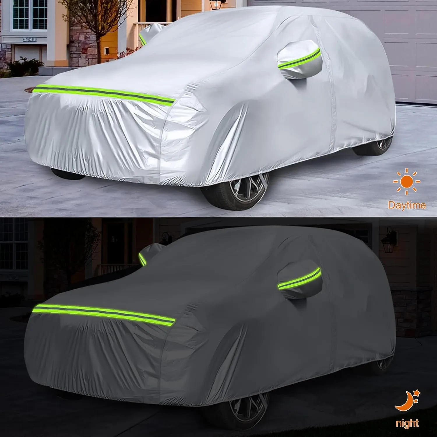 Waterproof Car Covers Replace for 2007-2025 Jeep Compass, 6 Layers Silver All Weather Custom-fit Car Cover with Zipper Door & Windproof Bands for Snow Rain Dust Hail Protection