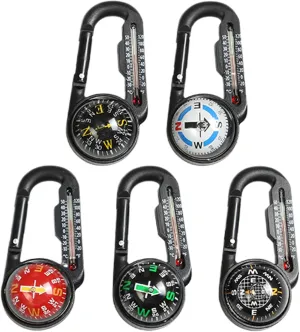 Waterproof Hiking Compass with Thermometer Clip - Compact Essential