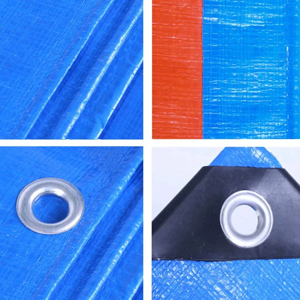 Waterproof Lightweight Tarpaulin Cover Ground Sheet Cover Heavy Duty Tarp Camping Sheet with Eyelets, for Canopy Tent Garden Pool Truck,Blue,1x2m (Blue 1x2m)