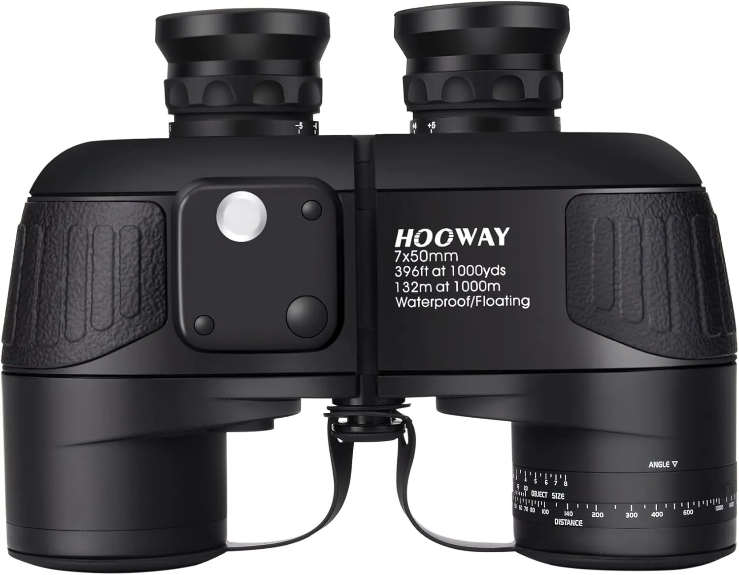 Waterproof Military 7x50 Marine Binoculars,Hooway Binoculars with w/Internal Rangefinder & Compass for Navigation,Boating(Black)