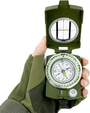Waterproof Outdoor Professional Military American Multifunctional Green Compass Suitable with Hiking,Camping,Hunting,Outdoor Activities