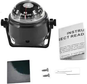 Waterproof Sea Marine Bracket Mount, Multi-Function Black Full-Size Mountable Marine Compass, Night Boat Navigation Compass for r Hiking and Camping Fits Boat Caravan Truck