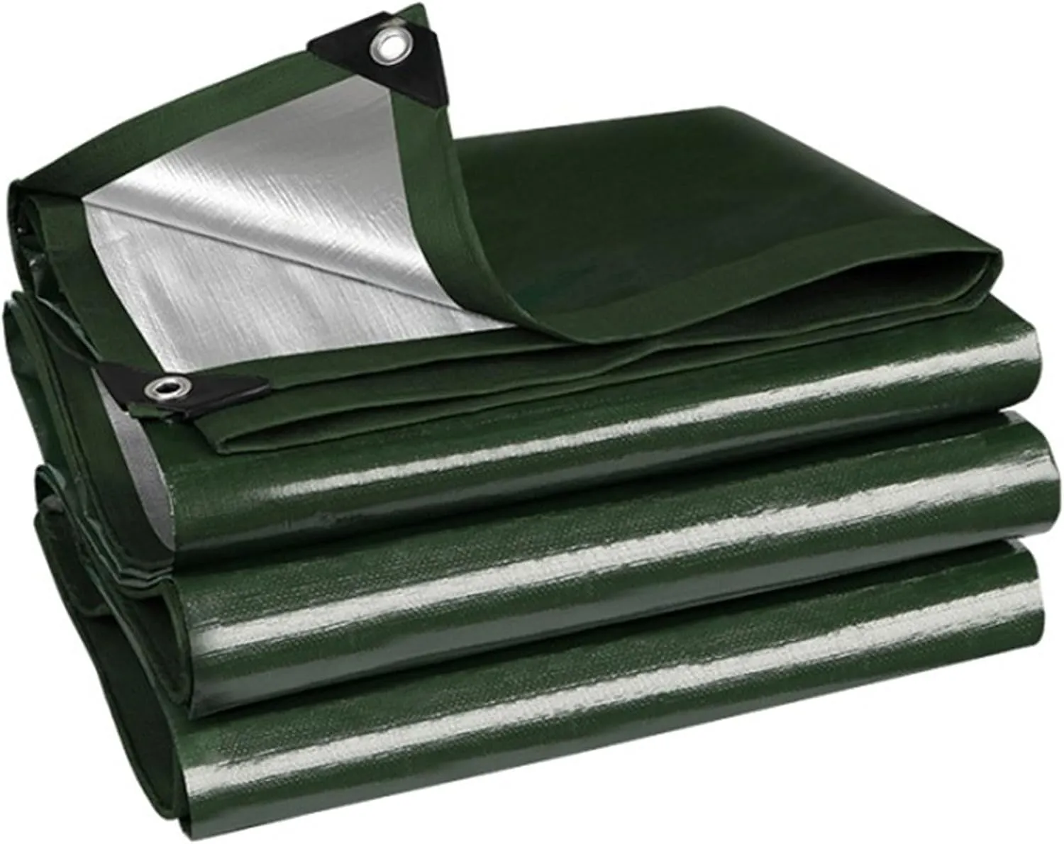 Waterproof Tarp 29.53x36.09ft, Heavy Duty PE Reversible Coated, 0.2mm Thick Tarpaulin with Grommets, UV Resistant, Green/Silver Tarp, for Canopy Tent, Boat, RV or Pool Cover