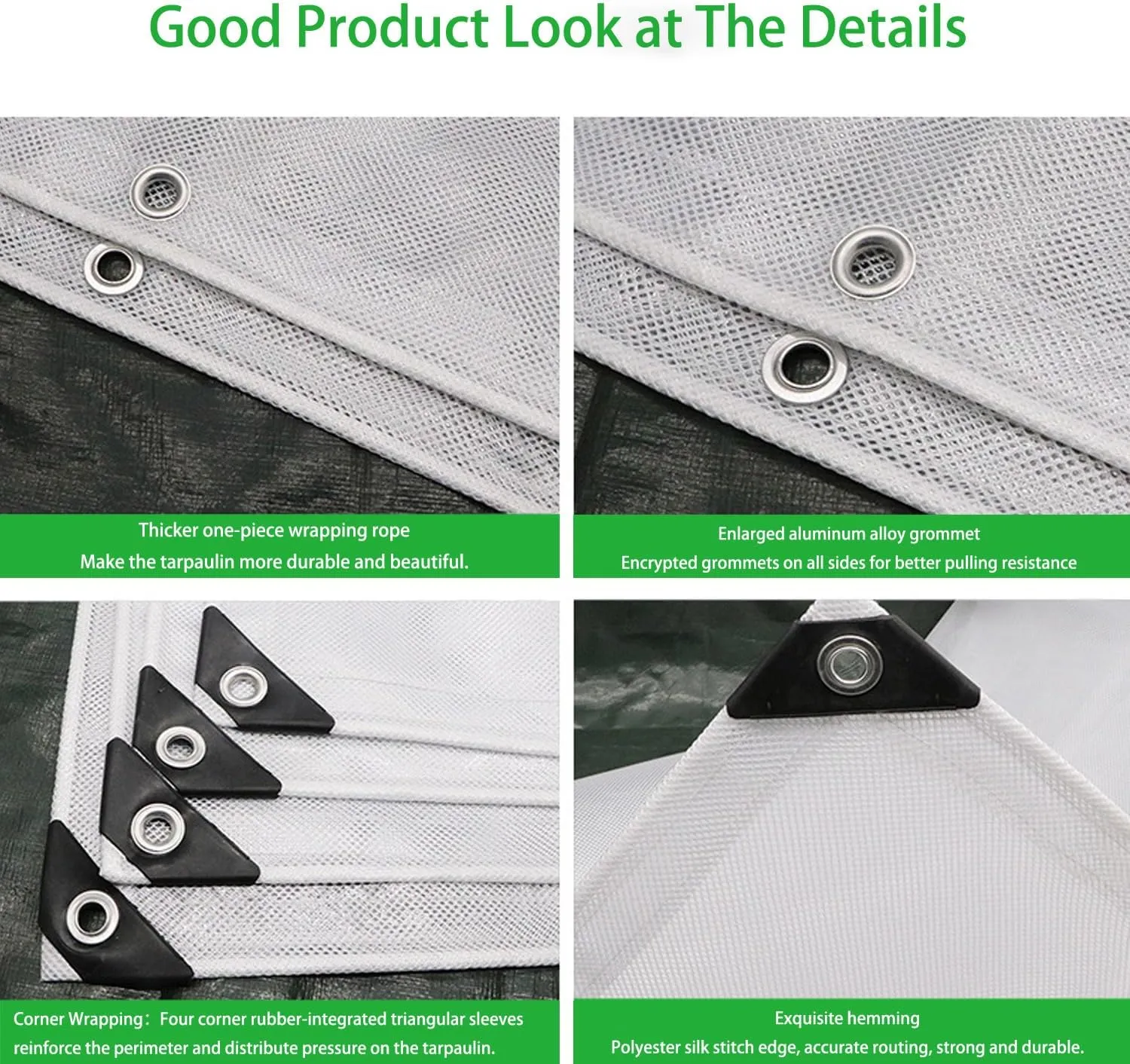Waterproof Tarp Tent Cover Plastic Tarp for Under Tent Multi Purpose Protective Cover Durable Waterproof Weather Proof Rip and Tear Resistant 2.46ft x 6.56ft White