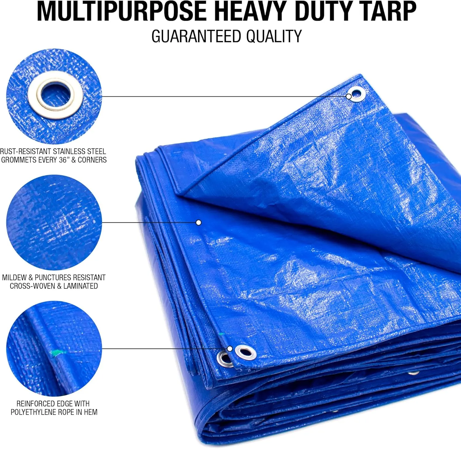 Waterproof Tarps 10x18 - Multi Purpose 5 MIL Tarp - High Durability 10x18 Tarp - Construction, Rain Shelter, Outdoor Cover and Camping Use