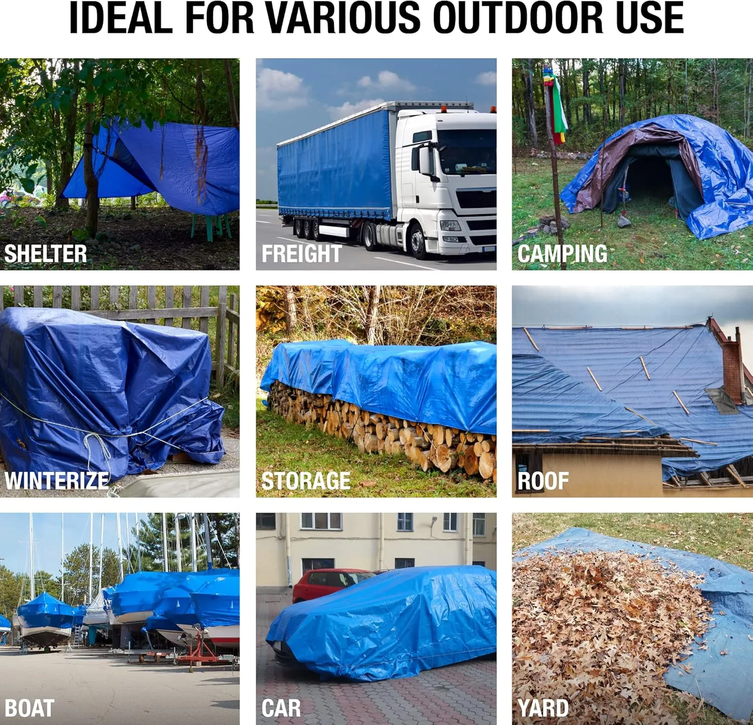 Waterproof Tarps 10x18 - Multi Purpose 5 MIL Tarp - High Durability 10x18 Tarp - Construction, Rain Shelter, Outdoor Cover and Camping Use