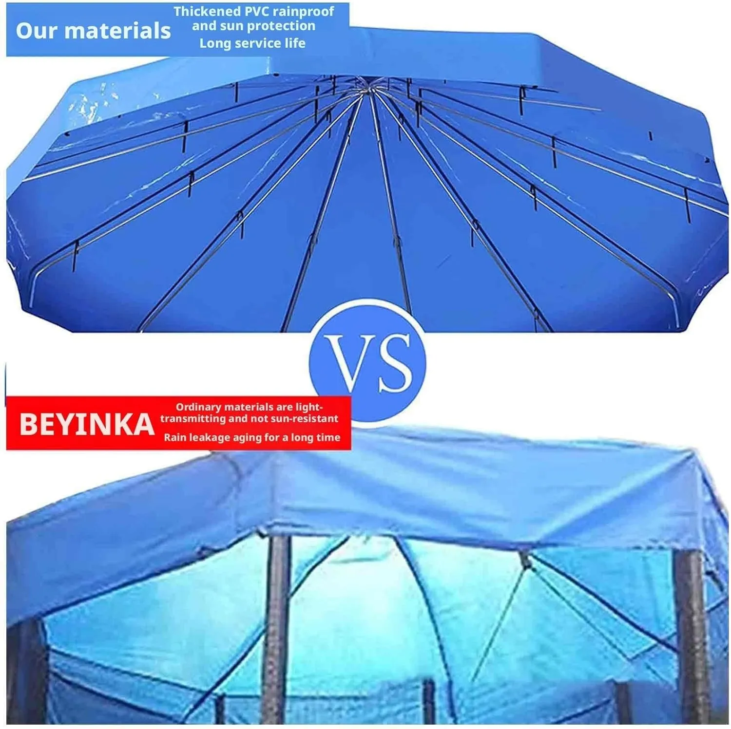 Waterproof Trampoline Cover Tent, 6ft-16ft Round Canopy, Sun-Proof PVC, Easy to Fold, Durable Outdoor Protection for Trampolines (Trampoline Not Included)