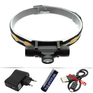Waterproof USB XM-L2 LED Headlamp Headlight Frontal LED Flashlight Bicycle Bike Head Torch Light with 18650 Rechargeable Battery