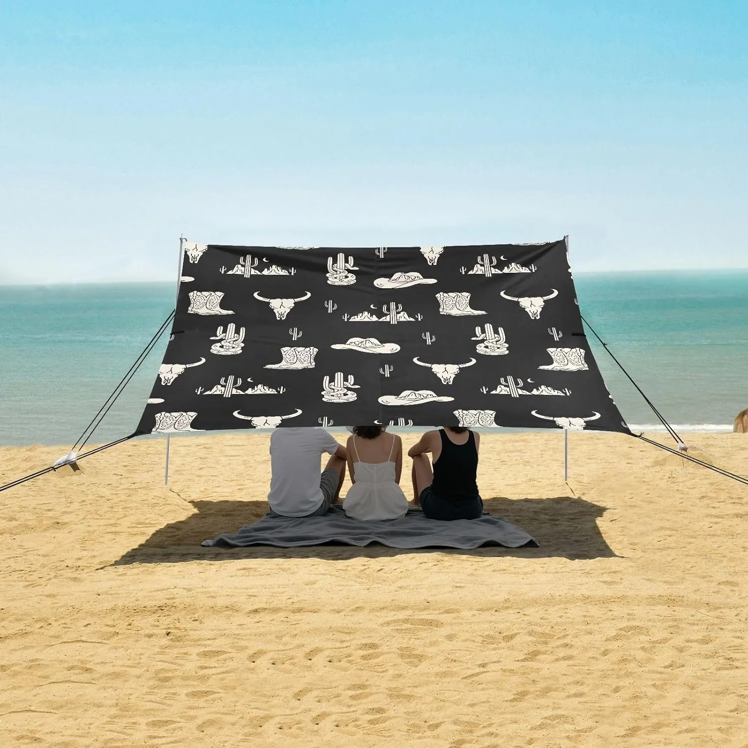 Western Theme Beach Camping Tent Sun Shelter for Whole Family, Boot Beach Shade Canopy with UPF50  UV Protection,Easy Set Up and Carry,Outdoor Shade for Trips, Fishing, Backyard Fun Picnics