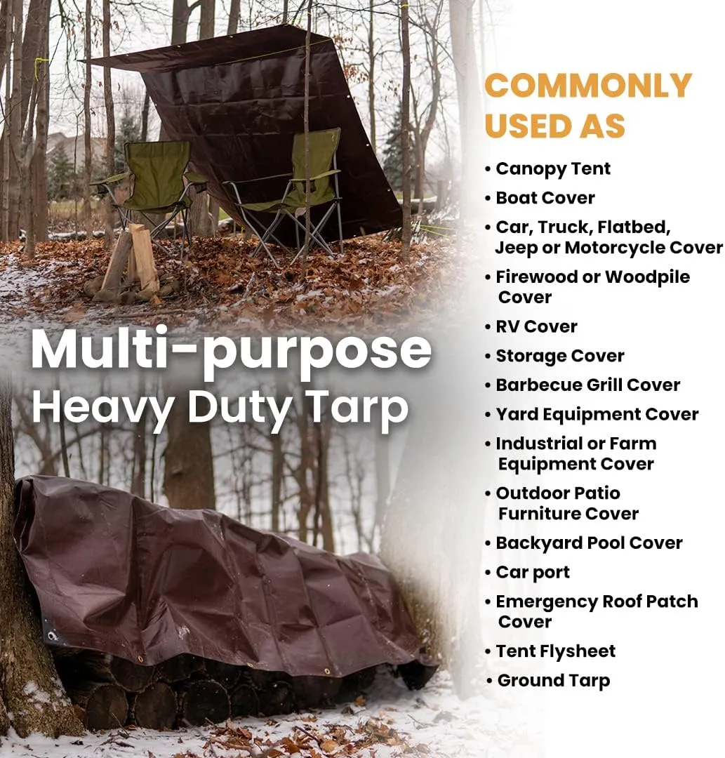 WHITEDUCK 10x20 Tarp 16 MIL Heavy Duty Poly Tarp Waterproof UV Resistant, True to Size, Rust-Proof Grommets, Tear & Rip Resistant, Extra Thick, Camping, Construction, Boat & Equipment Cover