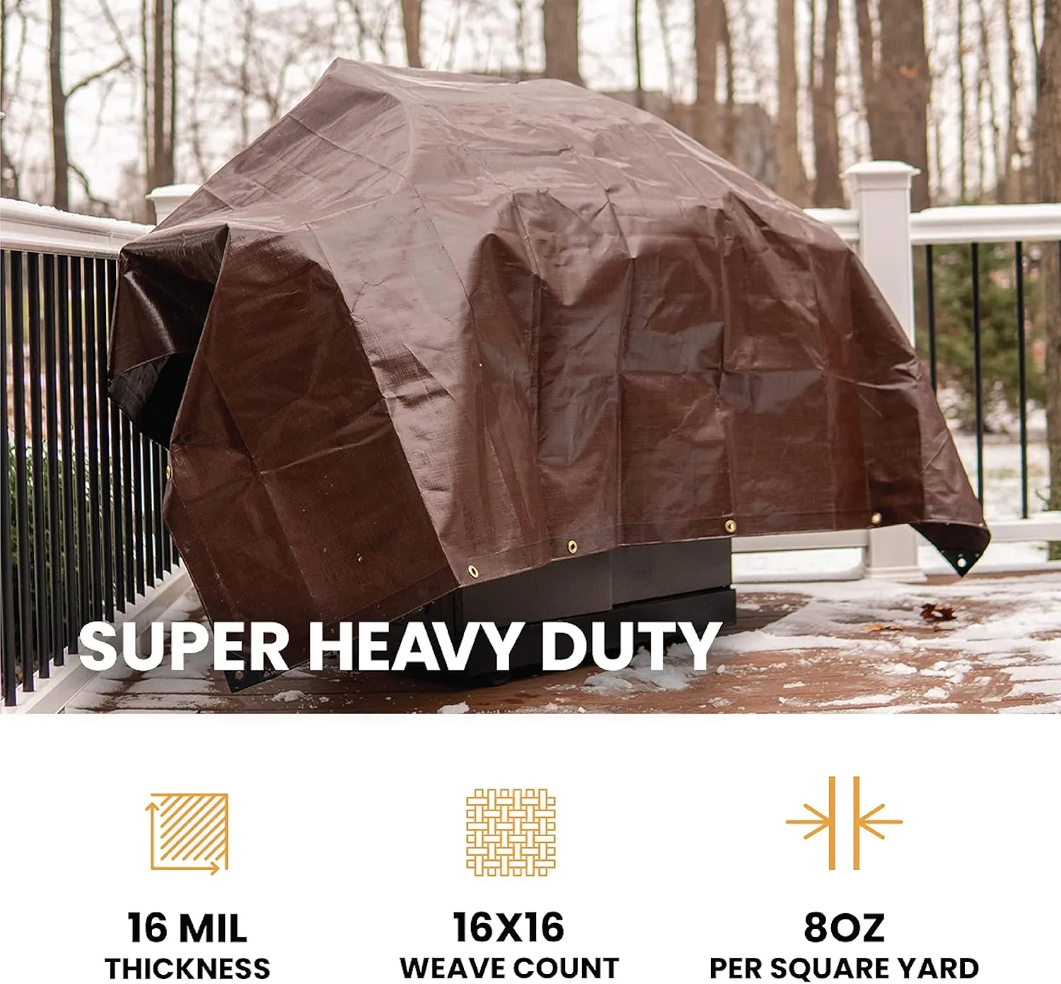 WHITEDUCK 10x20 Tarp 16 MIL Heavy Duty Poly Tarp Waterproof UV Resistant, True to Size, Rust-Proof Grommets, Tear & Rip Resistant, Extra Thick, Camping, Construction, Boat & Equipment Cover