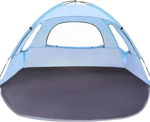 WhiteFang Beach Tent Anti-UV Portable Sun Shade Shelter for 3/4/6/8 Person, Extendable Floor with 3 Ventilating Mesh Windows Plus Carrying Bag, Stakes and Guy Lines
