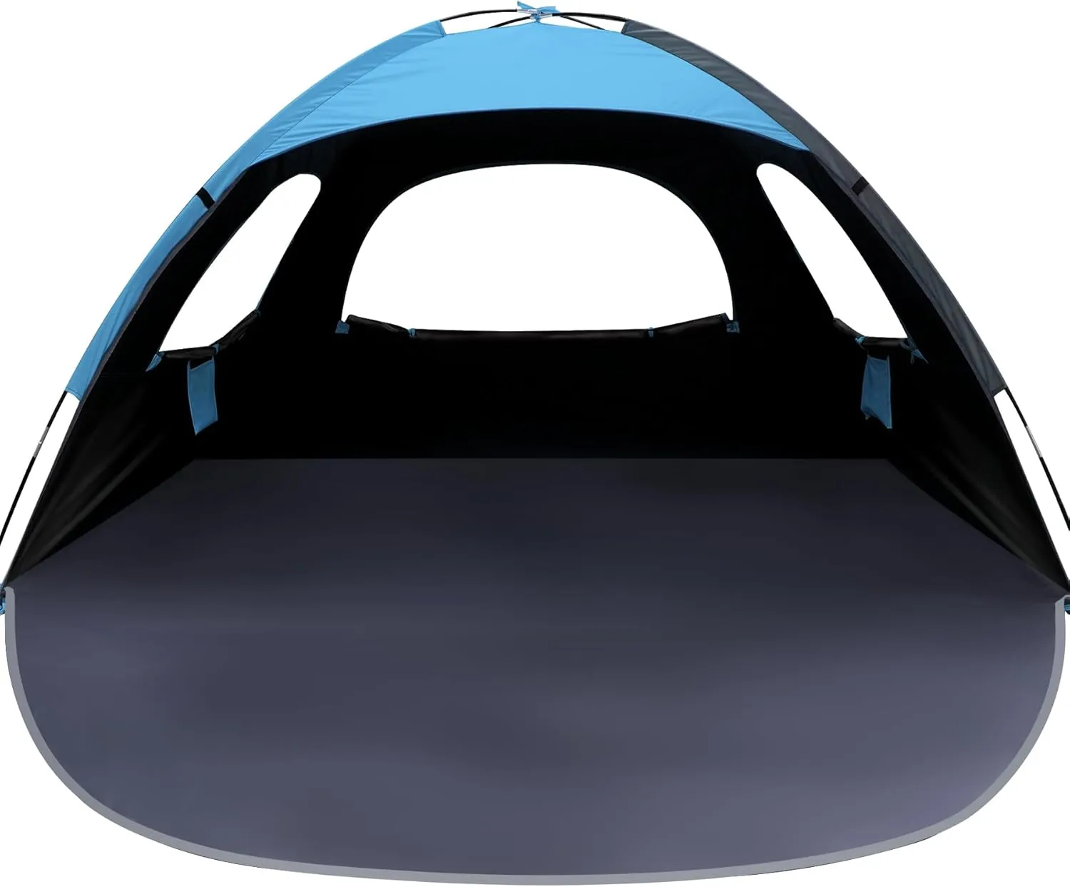 WhiteFang Beach Tent Anti-UV Portable Sun Shade Shelter for 3/4/6/8 Person, Extendable Floor with 3 Ventilating Mesh Windows Plus Carrying Bag, Stakes and Guy Lines