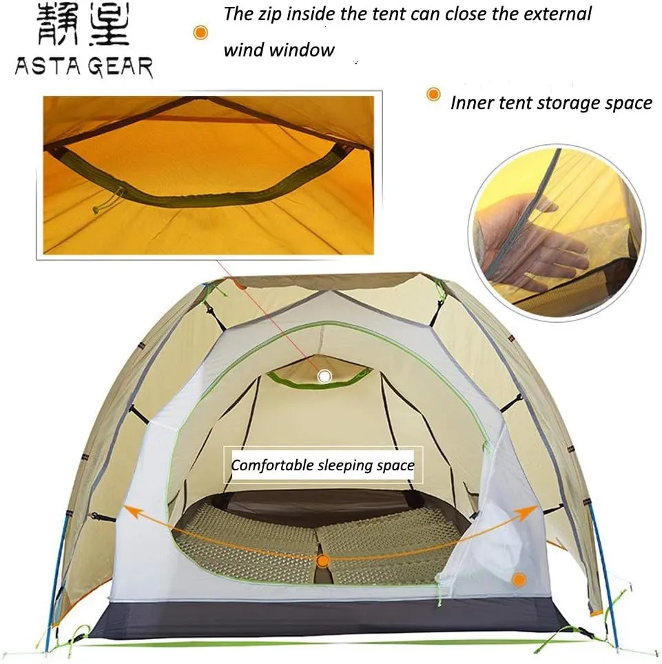 Windchaser 2person 3-4 Season 20D Silicon Nylon Outdoor Mountaineering Tunnel Tent Camping Hikking Ultralight Tent