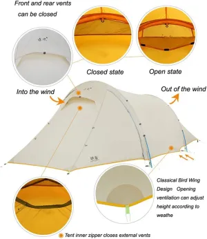 Windchaser 2person 3-4 Season 20D Silicon Nylon Outdoor Mountaineering Tunnel Tent Camping Hikking Ultralight Tent