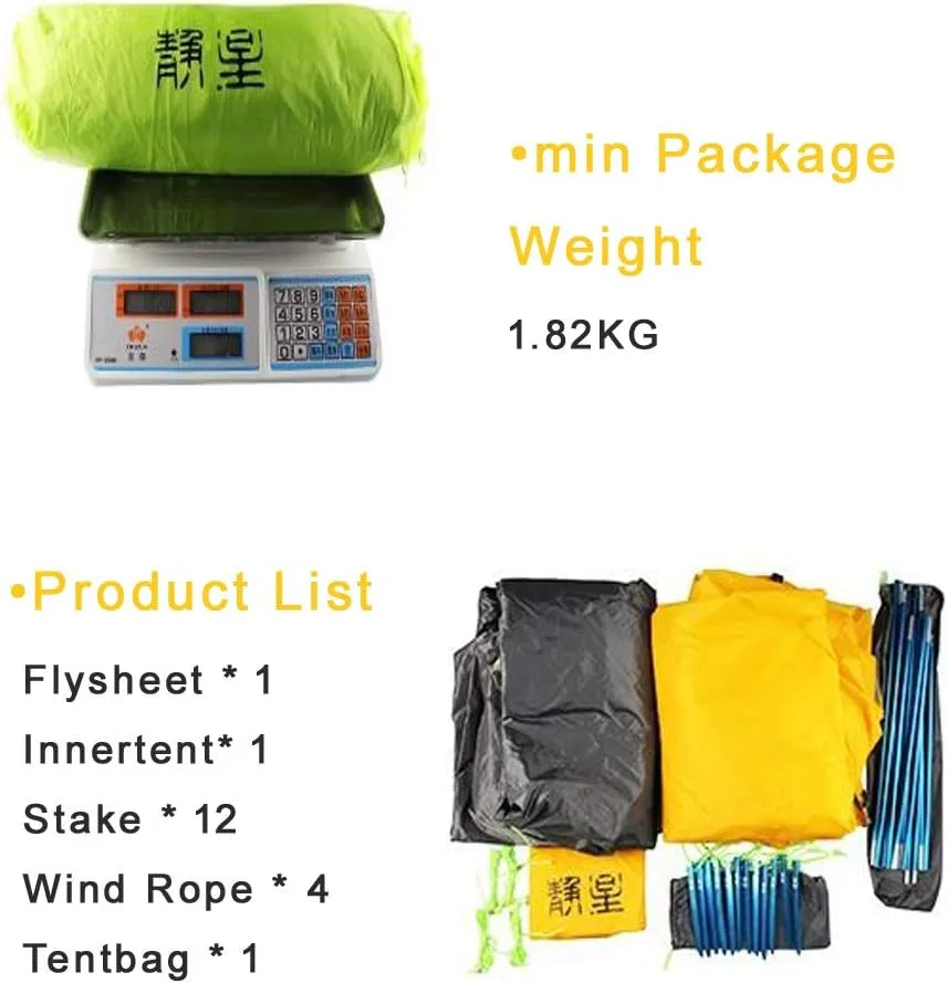 Windchaser 2person 3-4 Season 20D Silicon Nylon Outdoor Mountaineering Tunnel Tent Camping Hikking Ultralight Tent