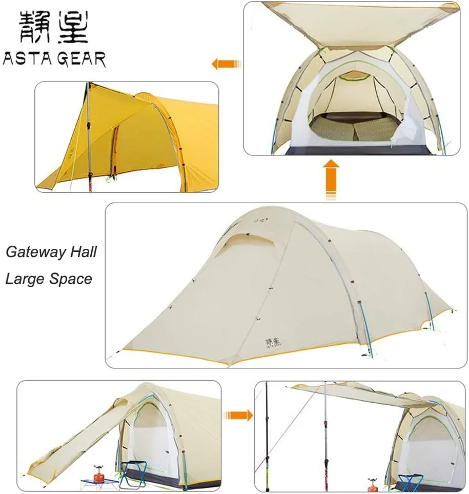 Windchaser 2person 3-4 Season 20D Silicon Nylon Outdoor Mountaineering Tunnel Tent Camping Hikking Ultralight Tent