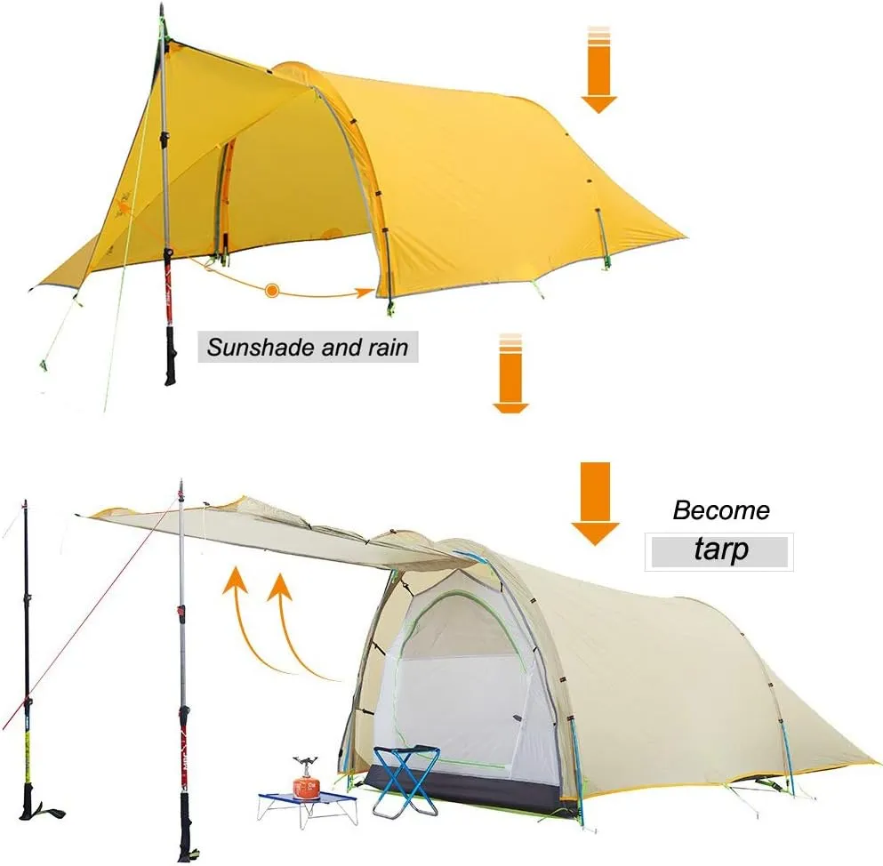 Windchaser 2person 3-4 Season 20D Silicon Nylon Outdoor Mountaineering Tunnel Tent Camping Hikking Ultralight Tent