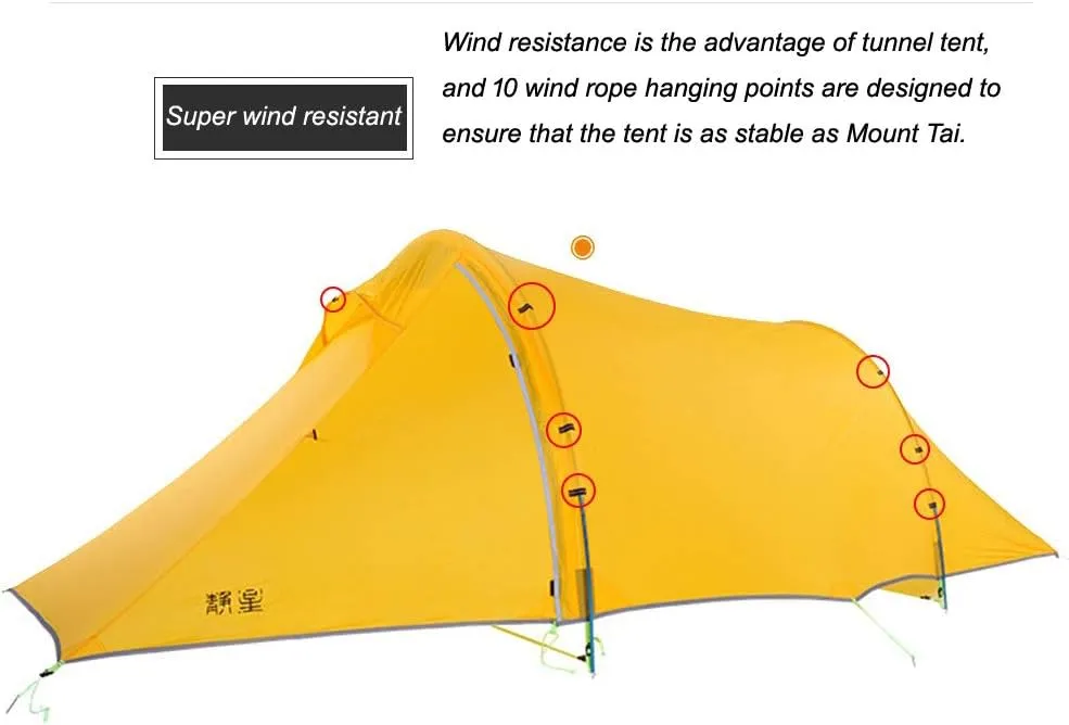 Windchaser 2person 3-4 Season 20D Silicon Nylon Outdoor Mountaineering Tunnel Tent Camping Hikking Ultralight Tent