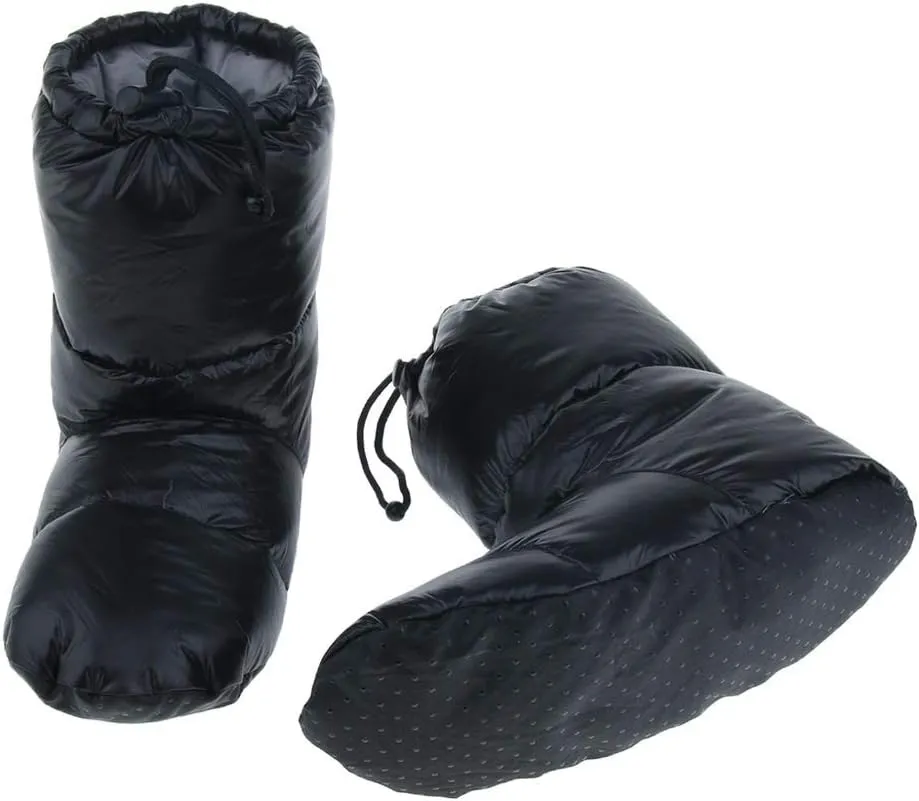 Winter Goose Down Booties Waterproof Anti-Slip Ultralight Puffy Socks Slippers Tent Warm Boots Shoes for Camping Home