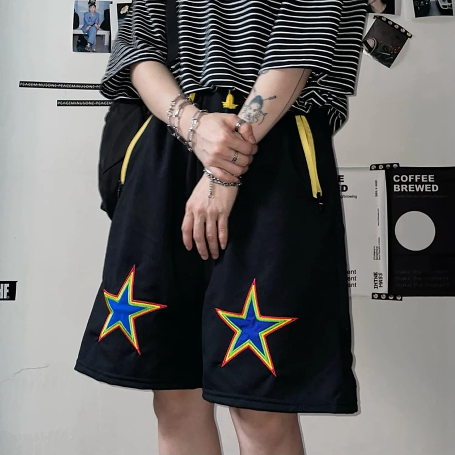 Women Cargo Shorts Graphic Baggy Shorts Summer Harajuku Bermuda Drawstring Wide Leg Short Pants with Pockets